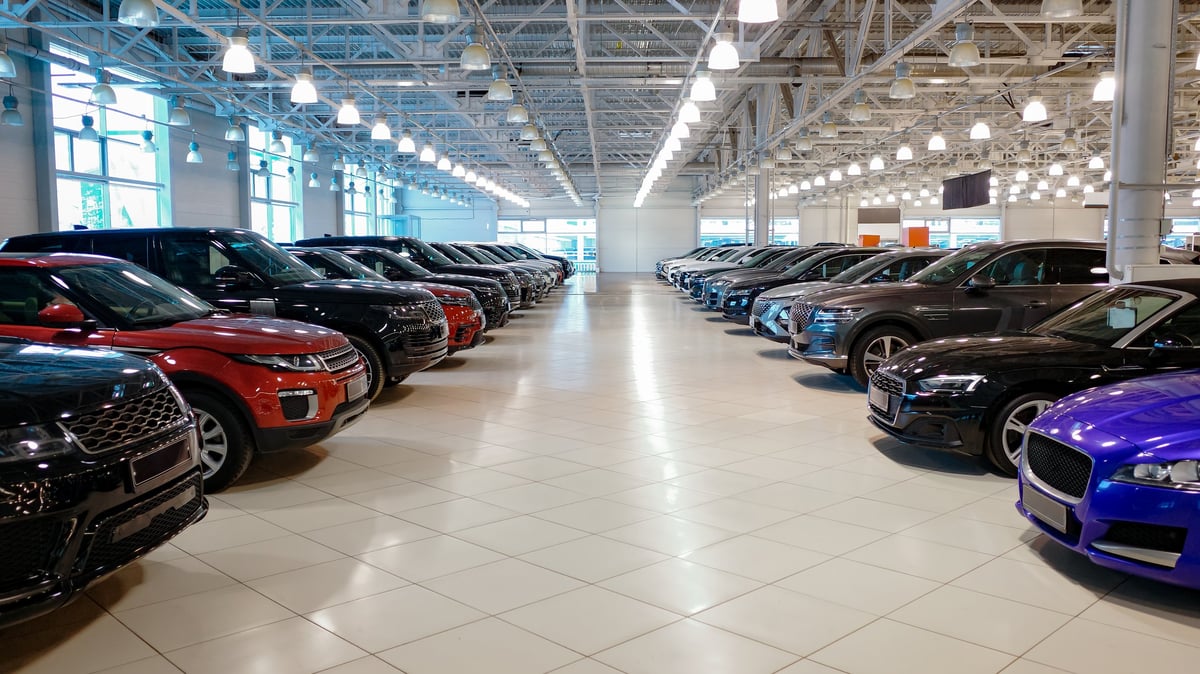 Modern car dealership showroom